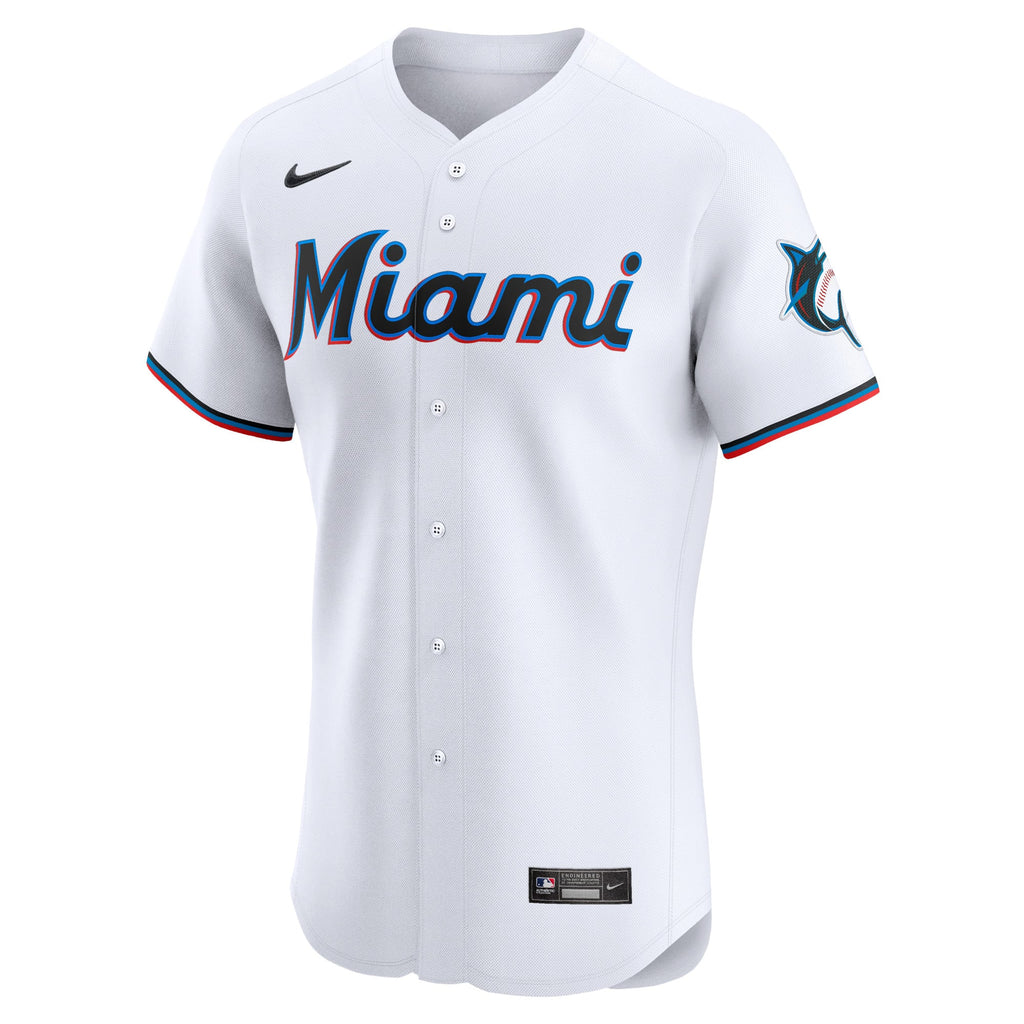 Miami Marlins Eury Perez Nike White Home Elite Player Jersey