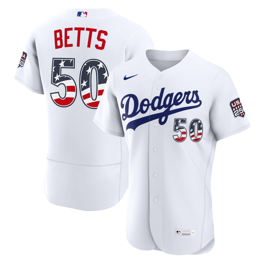 Fourth of July Los Angeles Dodgers Mookie Betts Nike White USA 250 Authentic Jersey