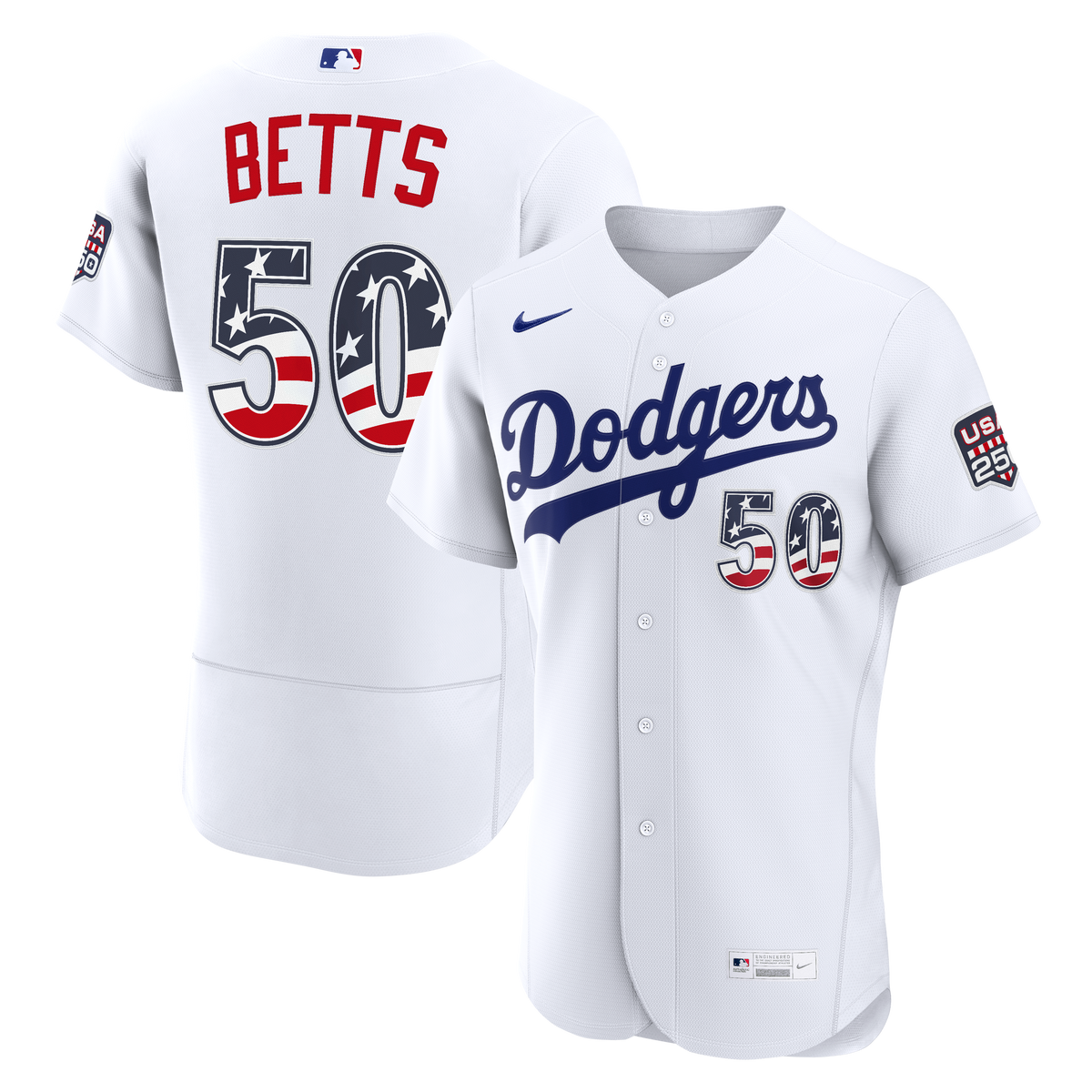Fourth of July Los Angeles Dodgers Mookie Betts Nike White USA 250 Authentic Jersey
