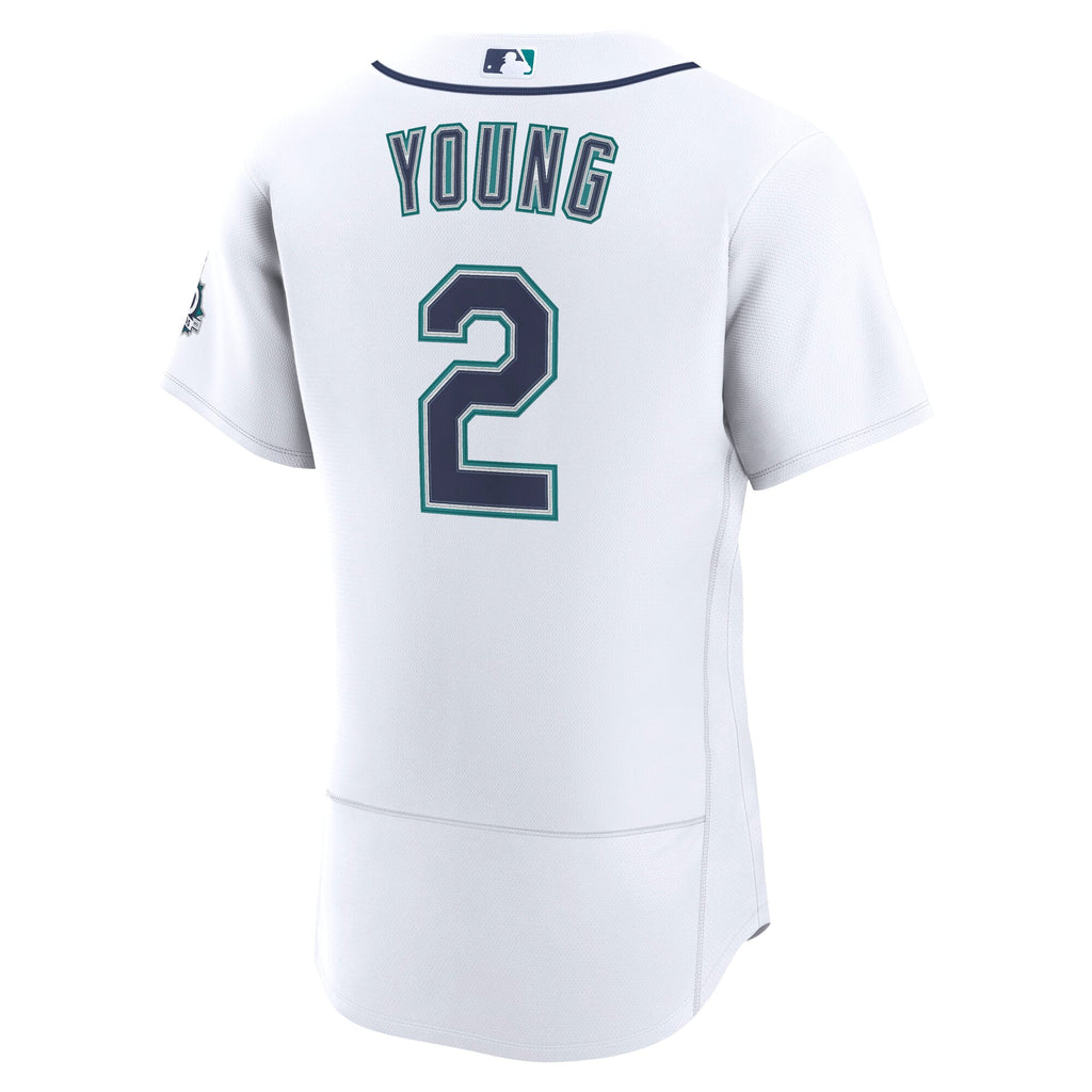 Seattle Mariners Cole Young Nike White Home 50th Season Authentic Jersey