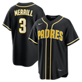 San Diego Padres Jackson Merrill Nike Fashion Replica Black Out Jersey