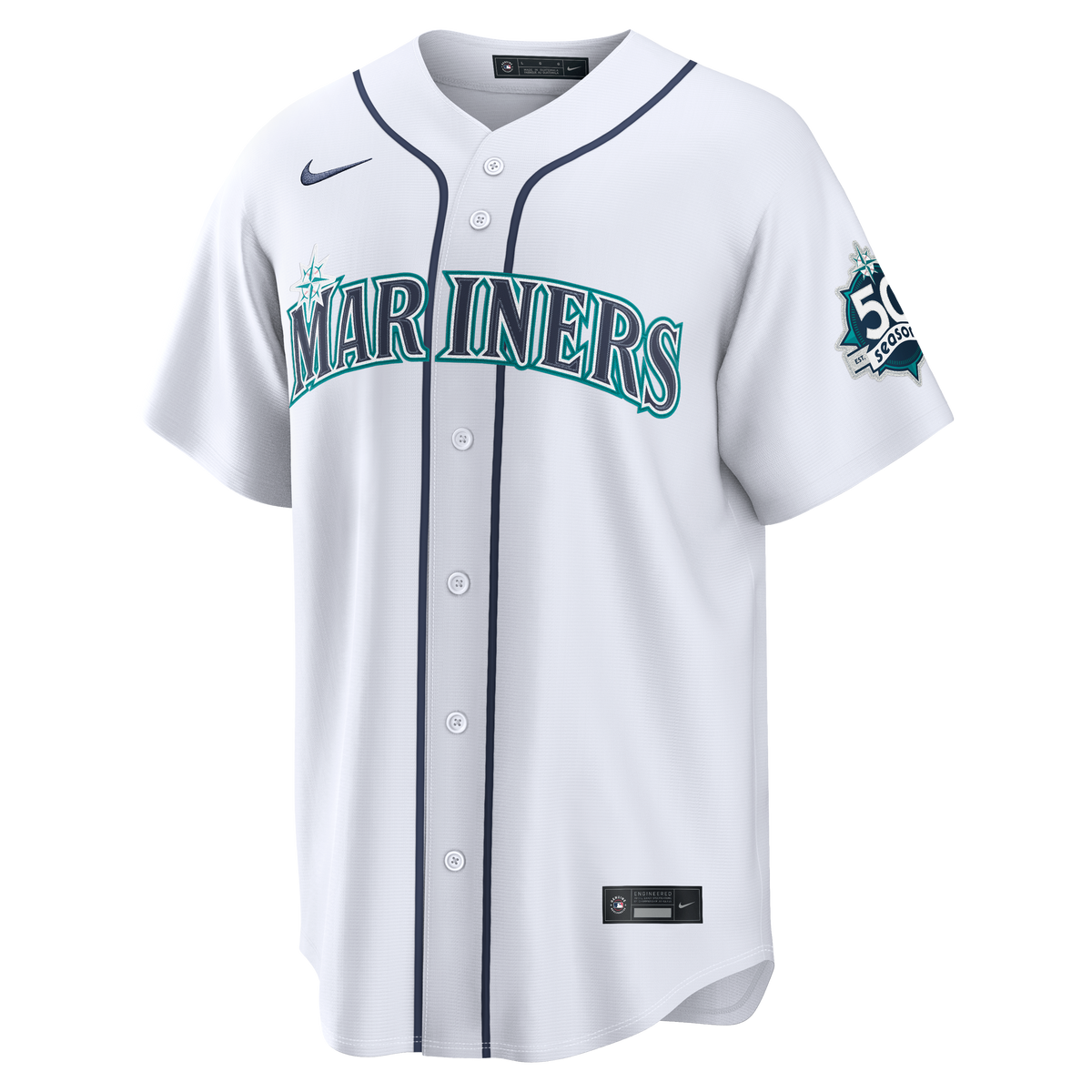 Seattle Mariners Cal Raleigh Nike White Home Stadium 50th Season Patch Jersey