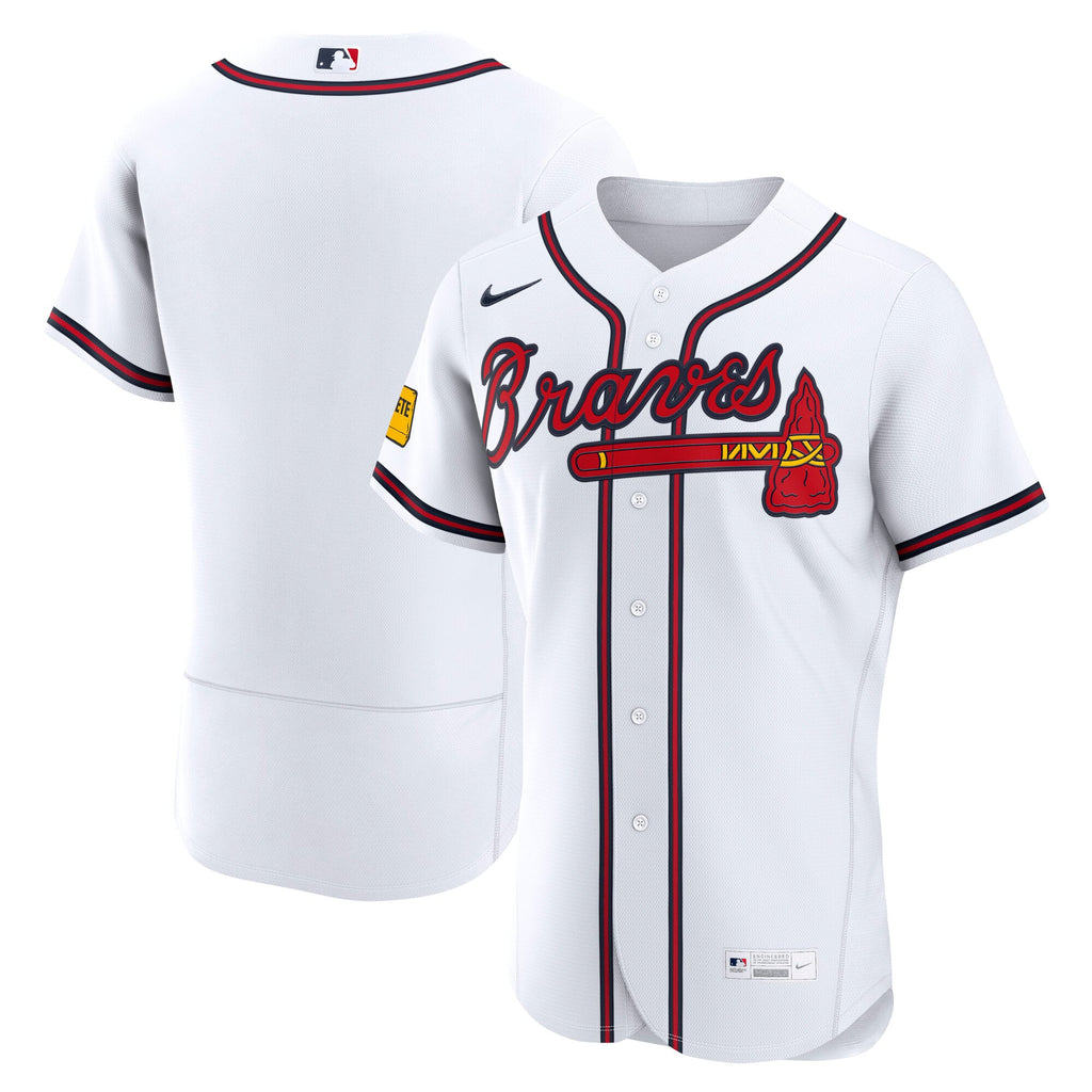 Atlanta Braves Nike White Home Sponsor Patch Authentic Jersey