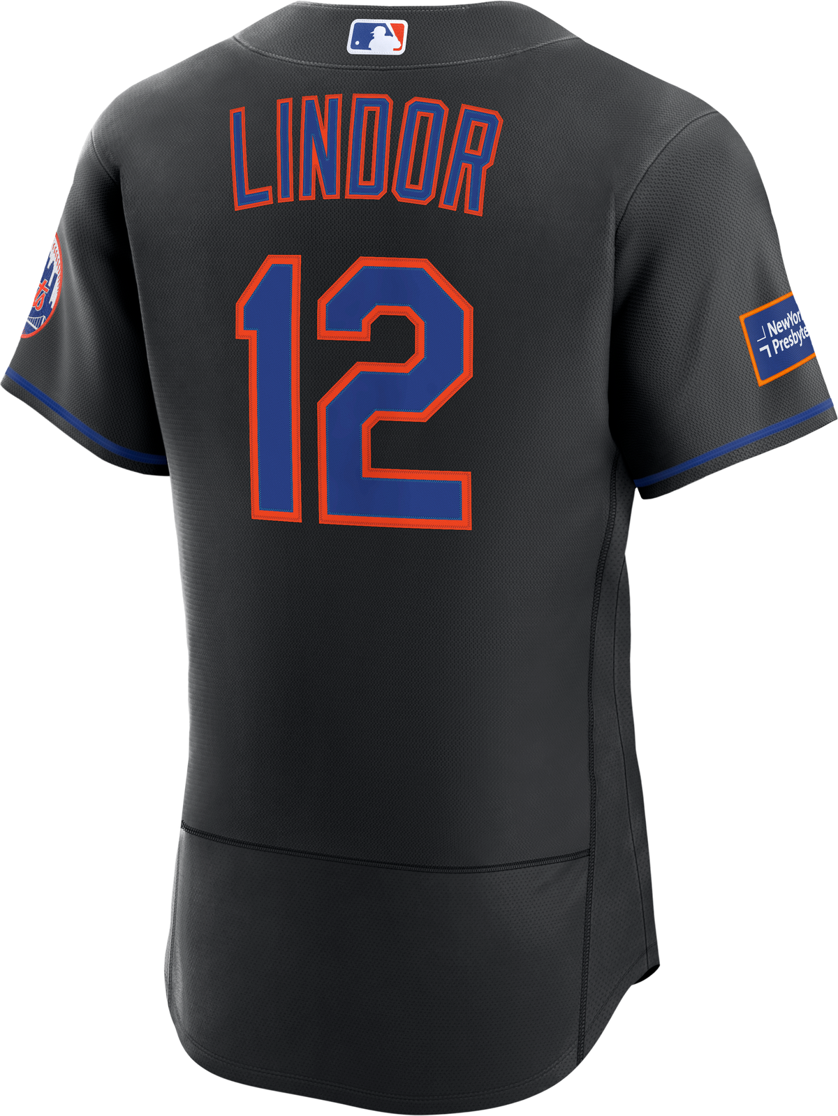 New York Mets Francisco Lindor Nike Black Alternate Authentic Sponsor Patch Jersey