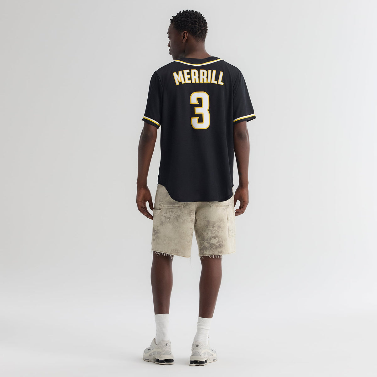 San Diego Padres Jackson Merrill Nike Fashion Replica Black Out Jersey