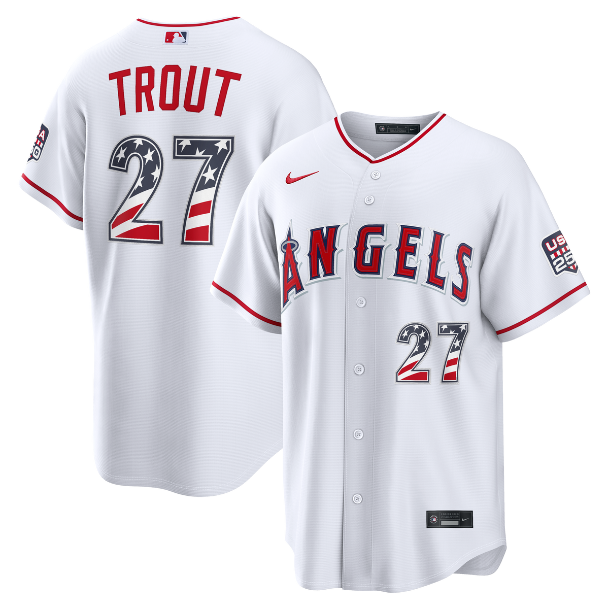 Fourth of July Los Angeles Angels Mike Trout Nike White USA 250 Stadium Jersey
