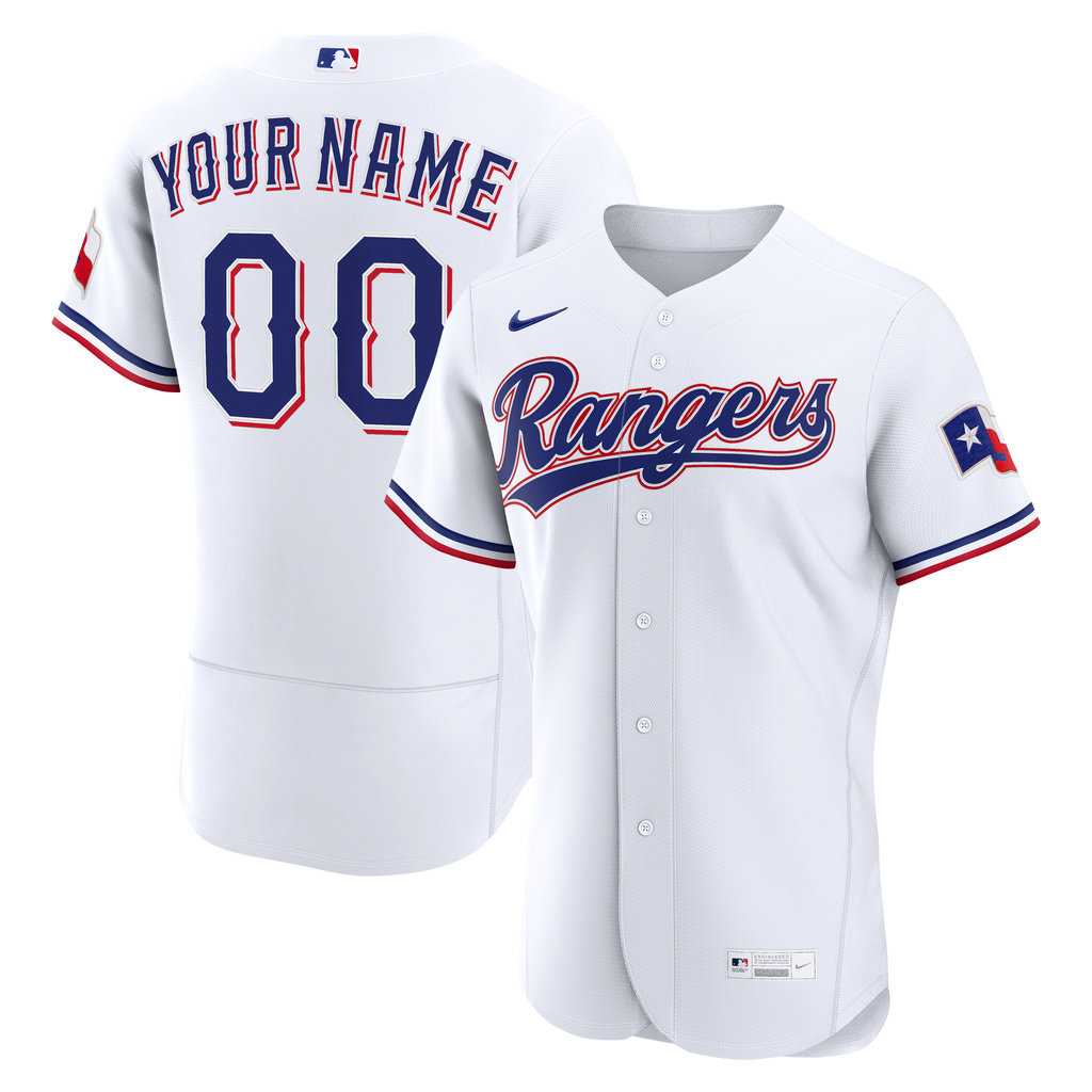 Texas Rangers Nike White Home Authentic Custom Jersey