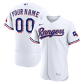 Texas Rangers Nike White Home Authentic Custom Jersey